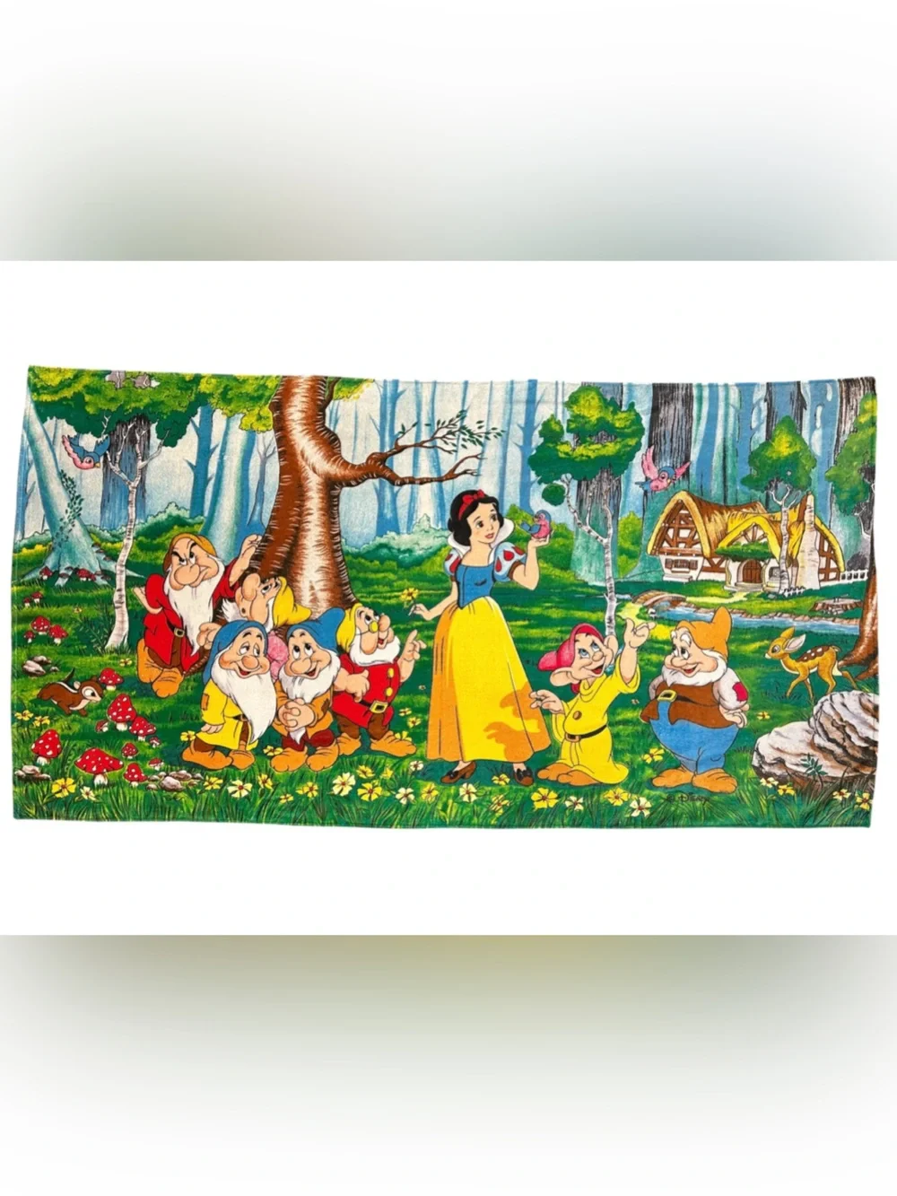 Vintage Disney Snow White Seven Dwarfs‎ Towel Made in Brazil